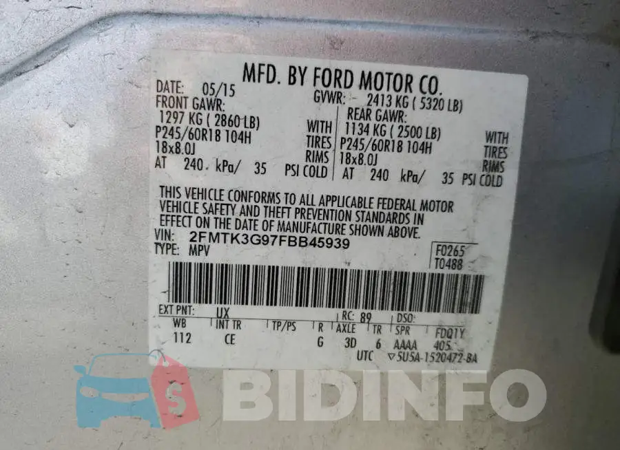 2FMTK3G97FBB45939 Photo# 12