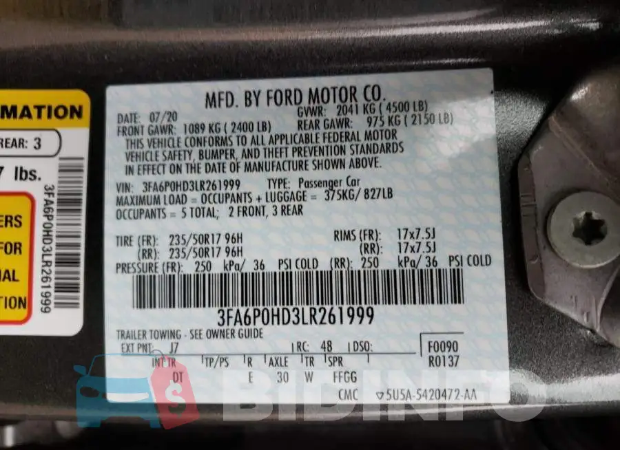 3FA6P0HD3LR261999 Photo# 12
