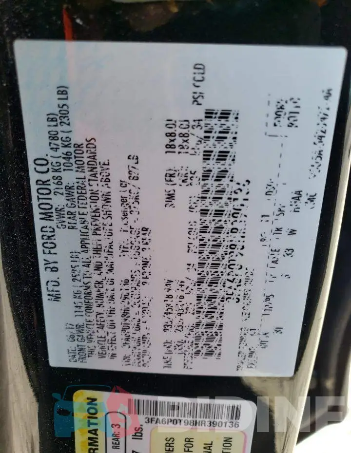 3FA6P0T98HR390136 Photo# 13