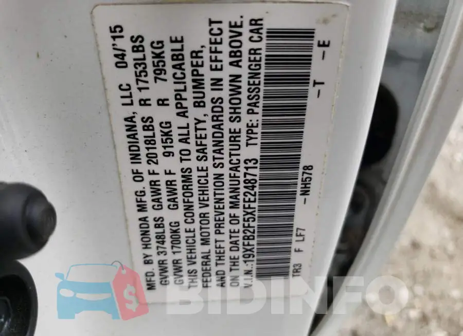 19XFB2F5XFE248713 Photo# 12