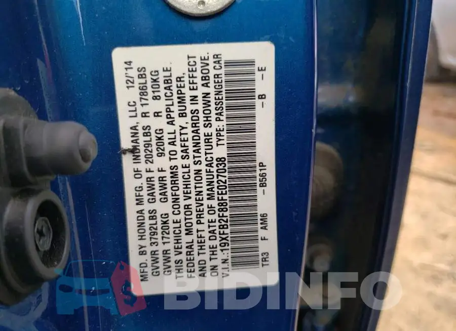 19XFB2F88FE027038 Photo# 12