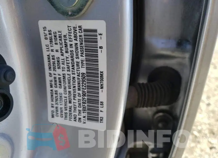 19XFB2F90FE229509 Photo# 12