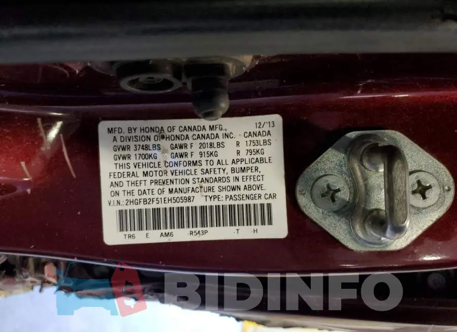 2HGFB2F51EH505987 Photo# 12