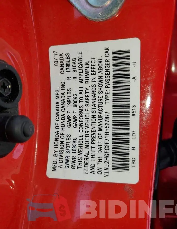 2HGFC2F71HH527877 Photo# 12