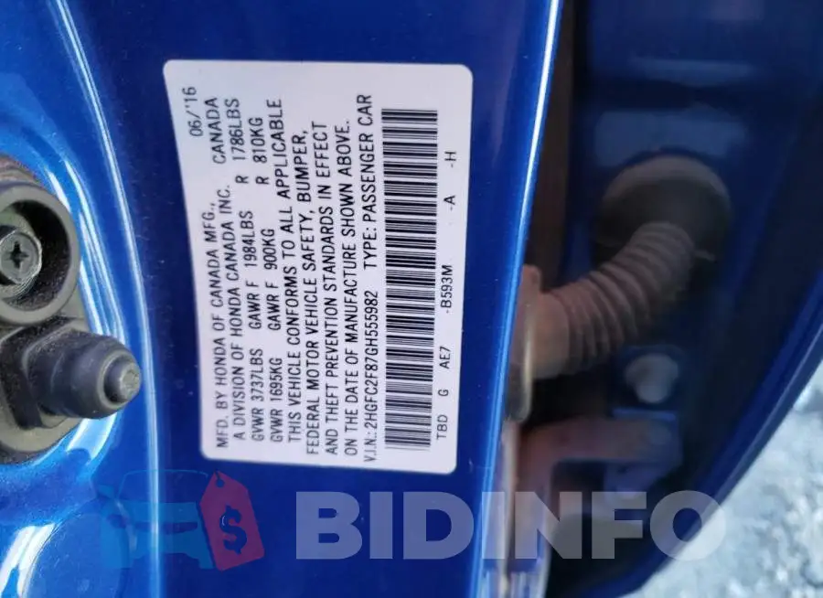 2HGFC2F87GH555982 Photo# 12