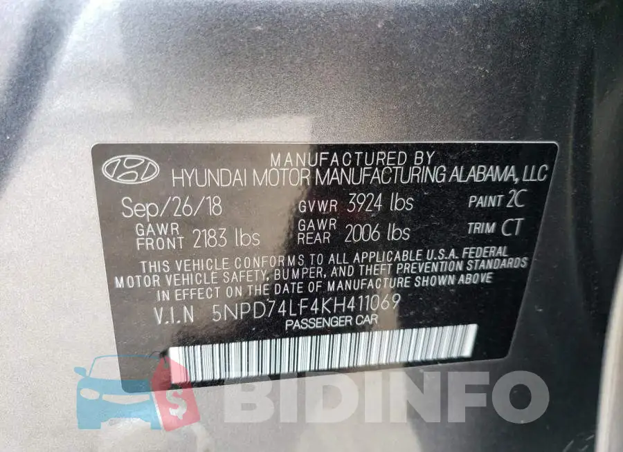5NPD74LF4KH411069 Photo# 12