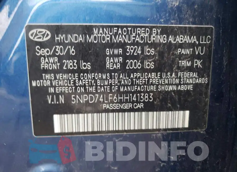 5NPD74LF6HH141383 Photo# 12