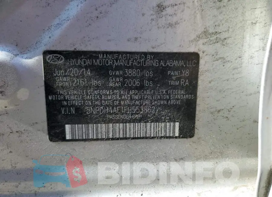 5NPDH4AE1FH553862 Photo# 12