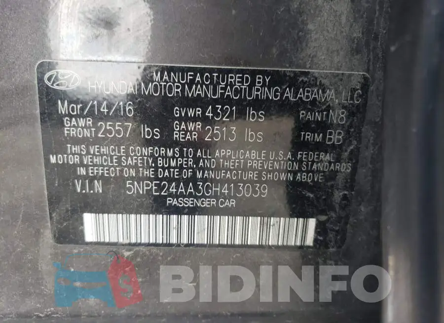 5NPE24AA3GH413039 Photo# 12