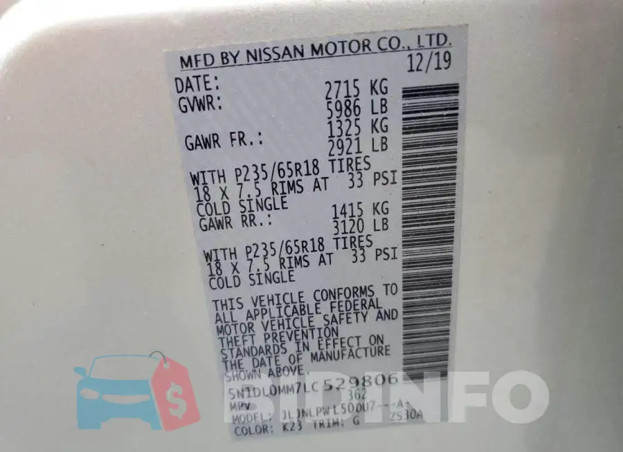 5N1DL0MM7LC529806 Photo# 12