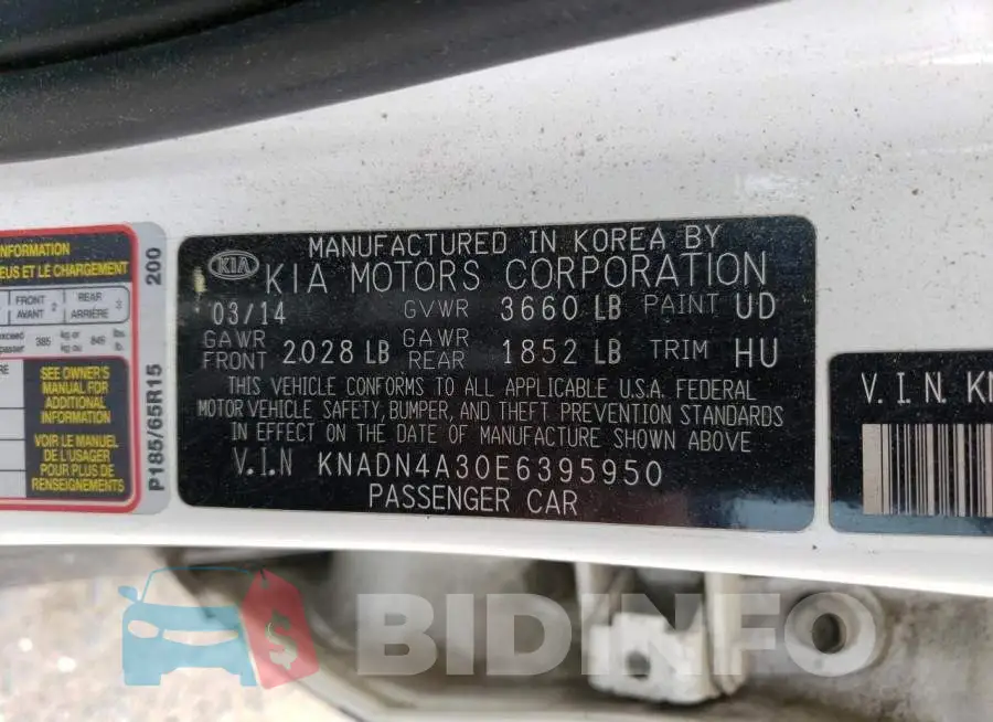 KNADN4A30E6395950 Photo# 13