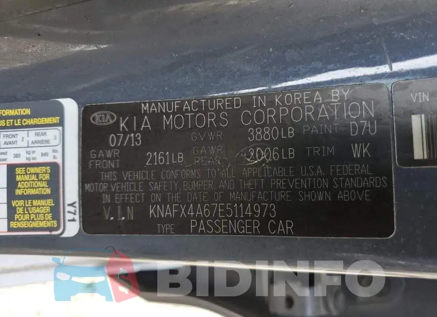 KNAFX4A67E5114973 Photo# 12