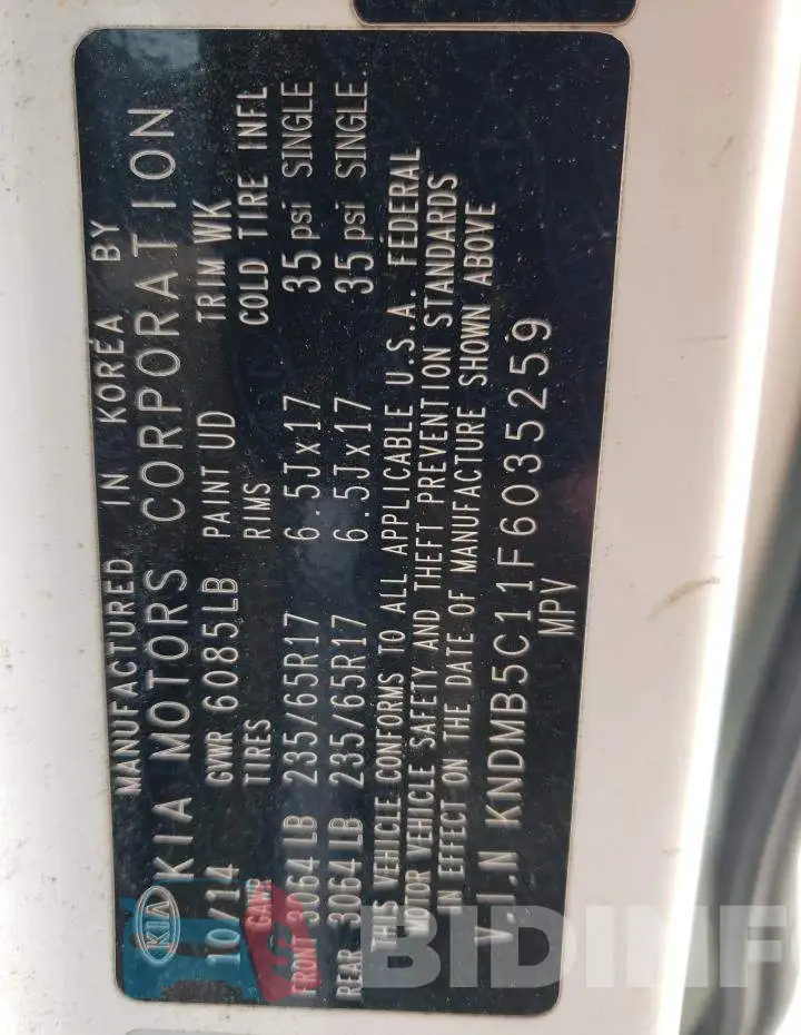 KNDMB5C11F6035259 Photo# 14