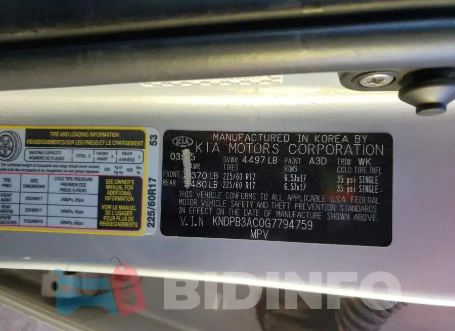 KNDPB3AC0G7794759 Photo# 12