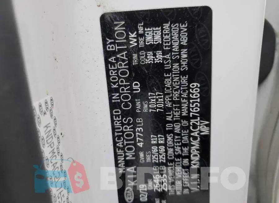 KNDPMCAC2L7651669 Photo# 12