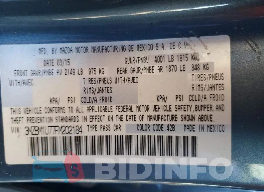 3MZBM1U77FM202184 Photo# 12
