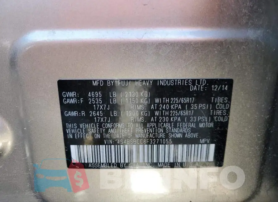 4S4BSBCC8F3271055 Photo# 10