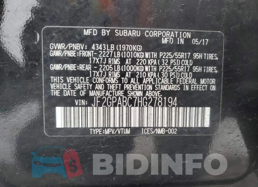 JF2GPABC7HG278194 Photo# 12