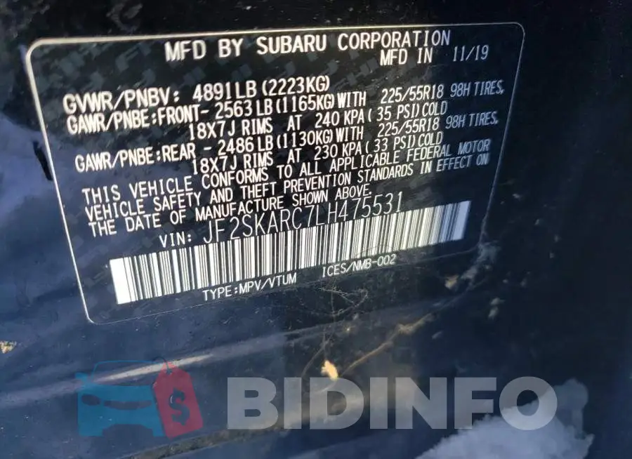 JF2SKARC7LH475531 Photo# 13