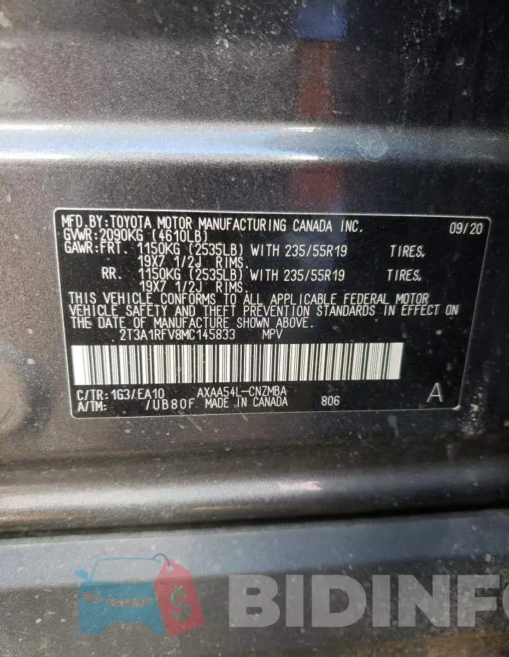 2T3A1RFV8MC145833 Photo# 12