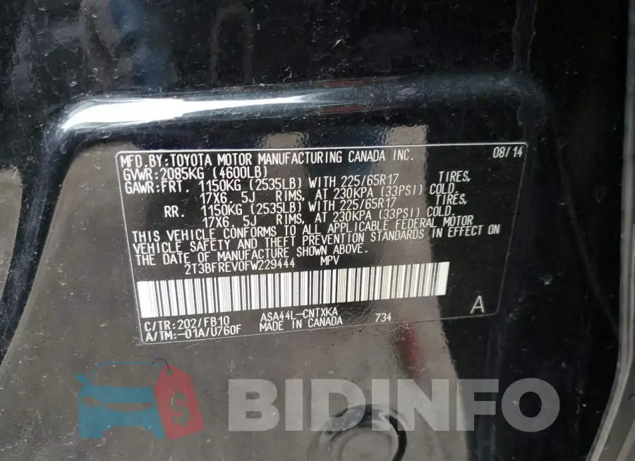 2T3BFREV0FW229444 Photo# 13