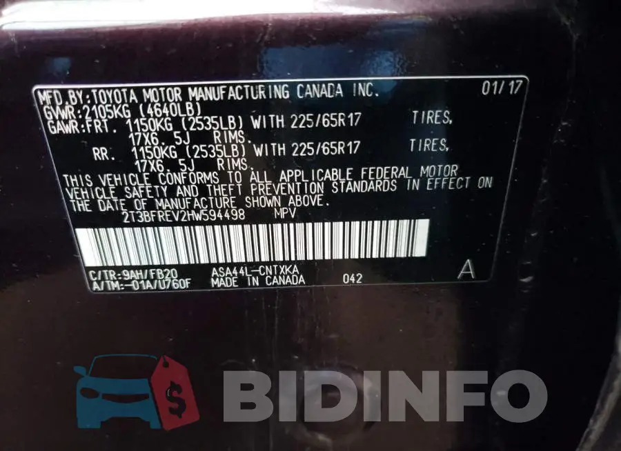 2T3BFREV2HW594498 Photo# 12