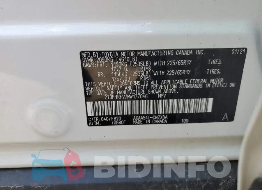 2T3F1RFV7MW177046 Photo# 14