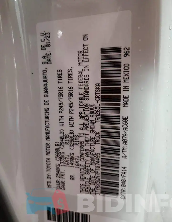 3TYRX5GN7PT074495 Photo# 12