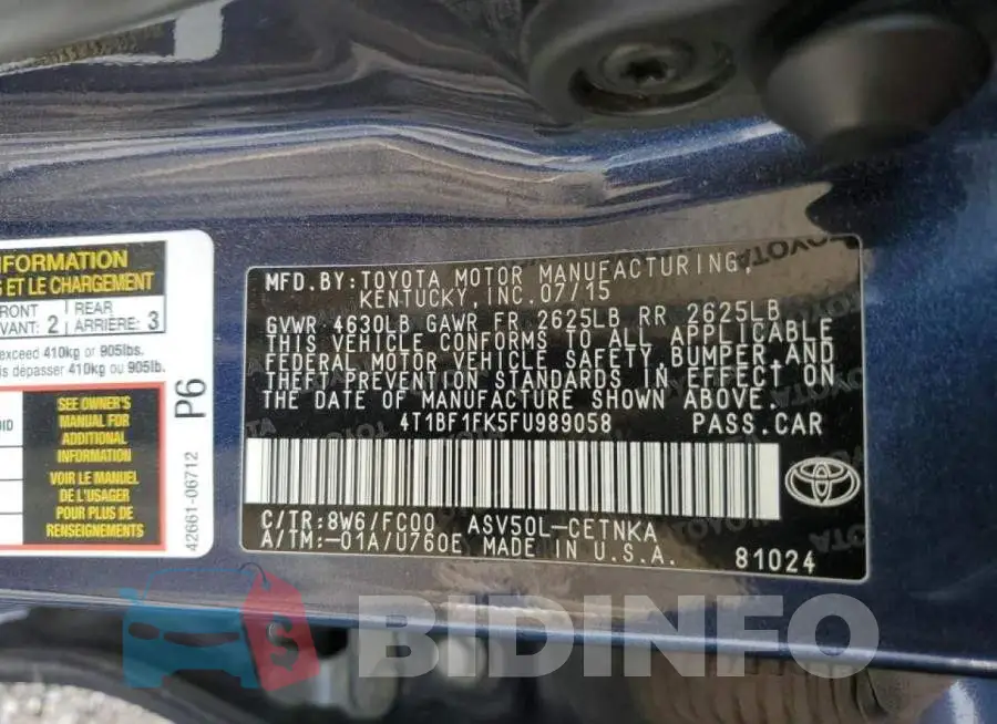 4T1BF1FK5FU989058 Photo# 12