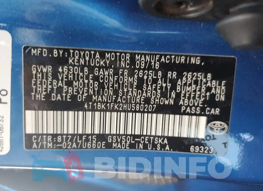 4T1BK1FK2HU580207 Photo# 12