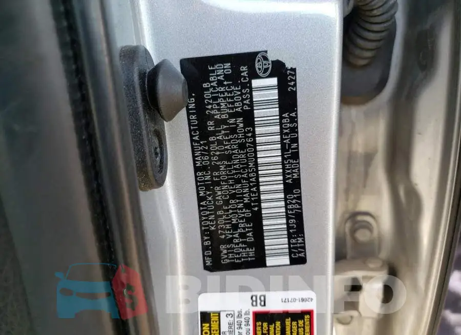 4T1EA1AB5MU007643 Photo# 12