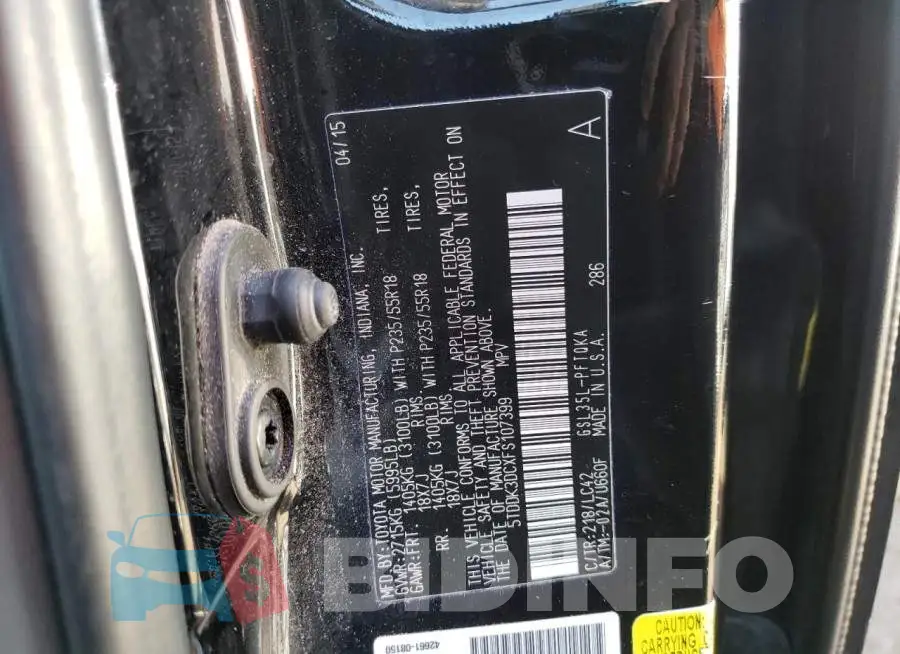 5TDDK3DCXFS107399 Photo# 12