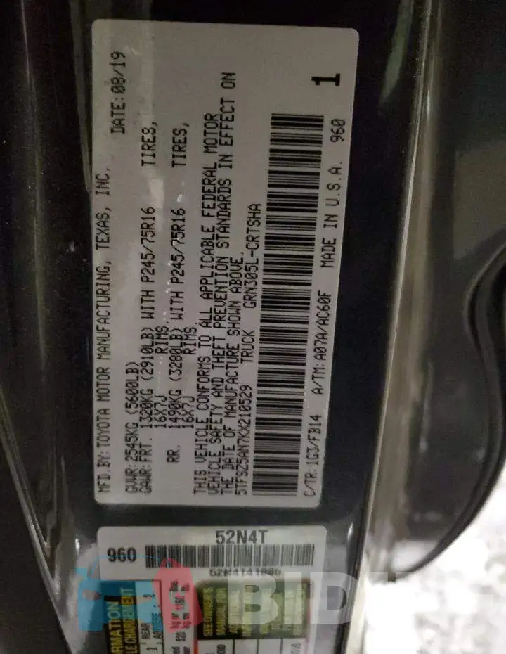 5TFSZ5AN7KX210529 Photo# 12