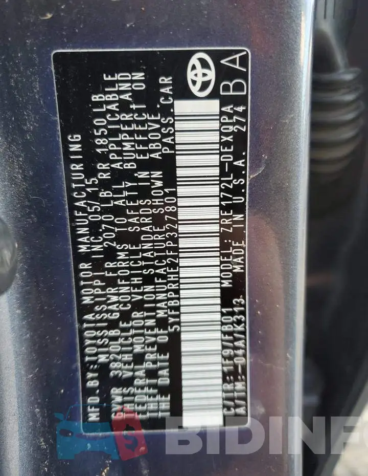 5YFBPRHE2FP327801 Photo# 12