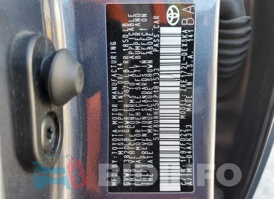 5YFBURHE5FP181533 Photo# 12