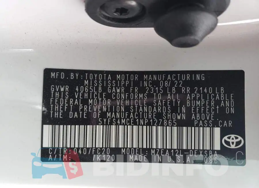 5YFS4MCE1NP127865 Photo# 13