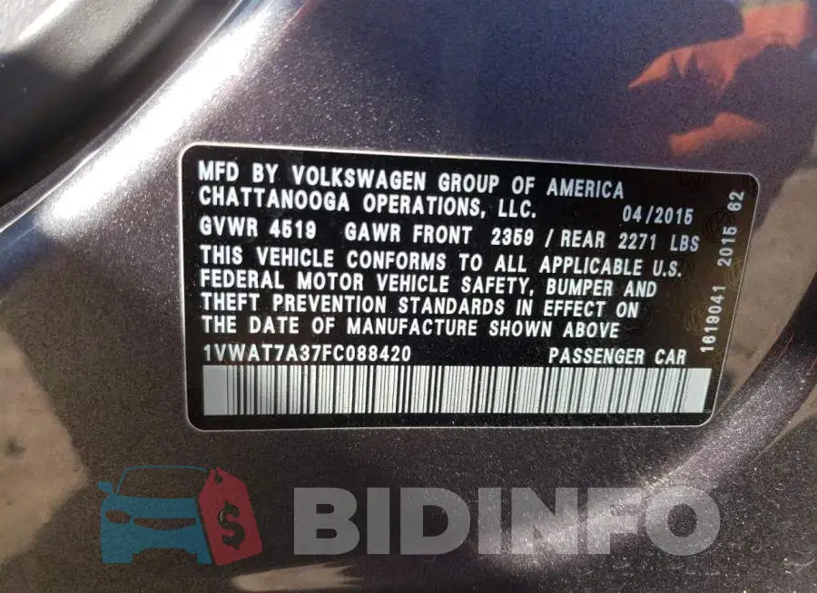 1VWAT7A37FC088420 Photo# 12