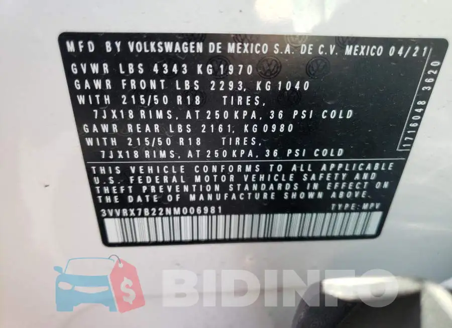 3VVRX7B22NM006981 Photo# 13
