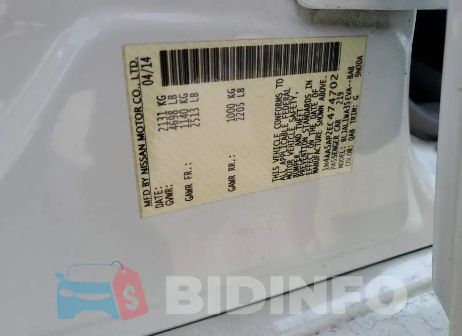 1N4AA5AP2EC474702 Photo# 12