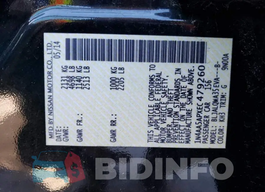 1N4AA5APXEC479260 Photo# 13