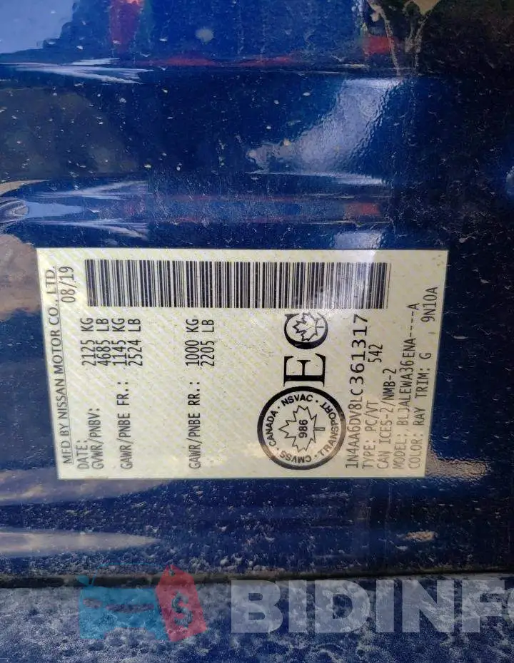 1N4AA6DV8LC361317 Photo# 13