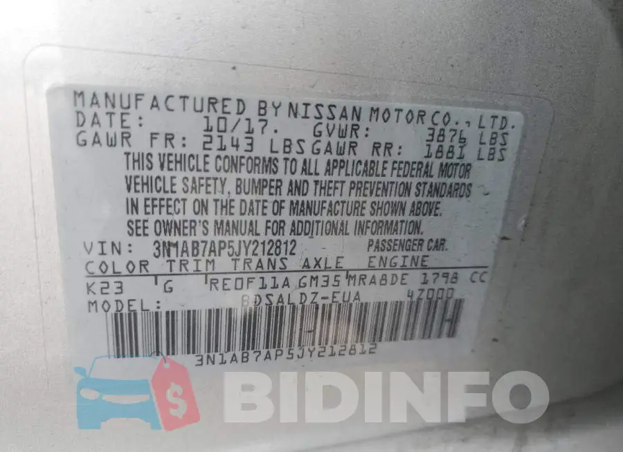 3N1AB7AP5JY212812 Photo# 12