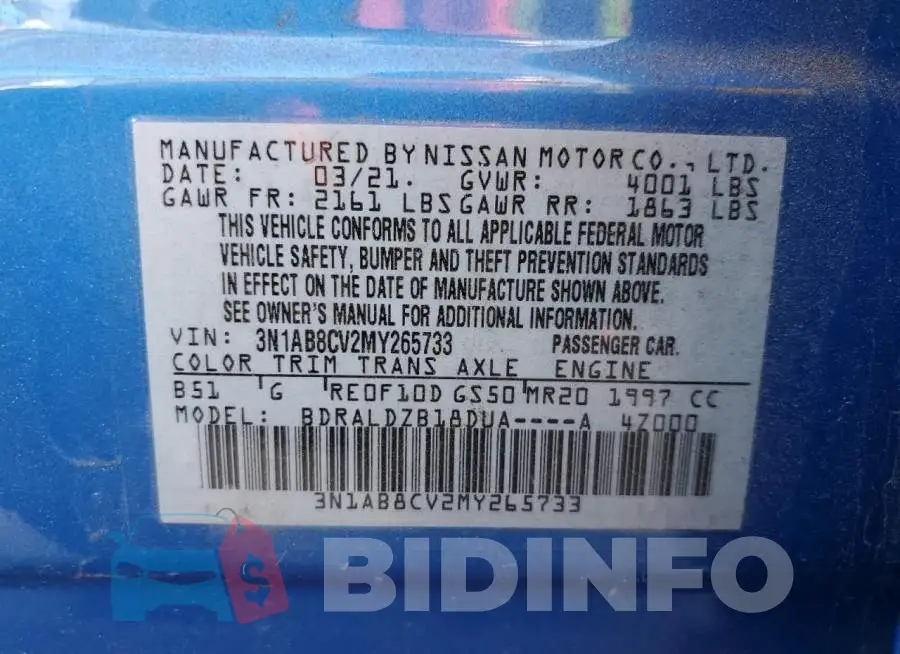 3N1AB8CV2MY265733 Photo# 12