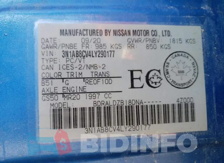 3N1AB8CV4LY290177 Photo# 13