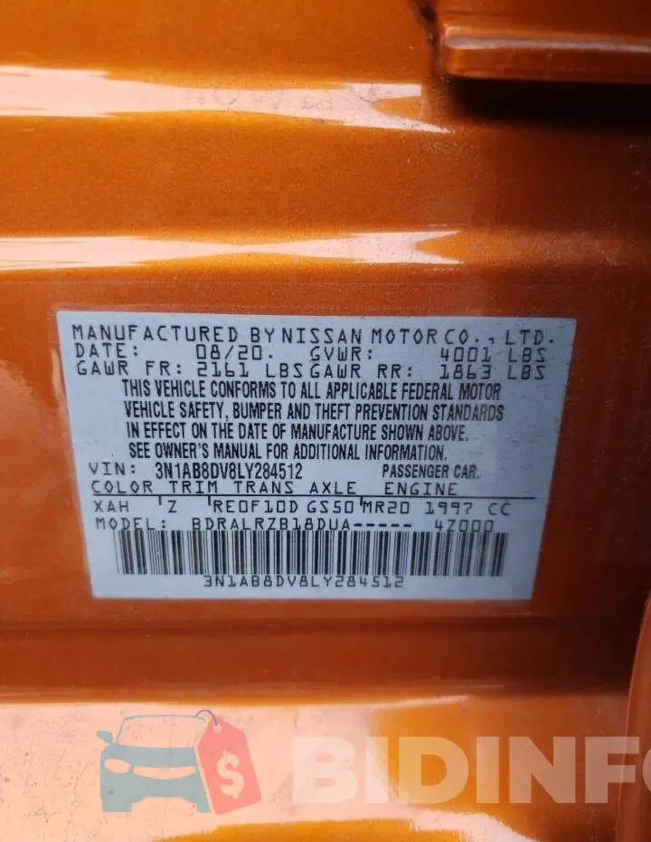 3N1AB8DV8LY284512 Photo# 12