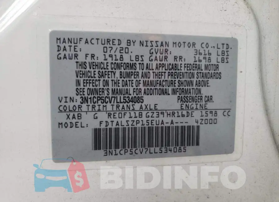 3N1CP5CV7LL534085 Photo# 10