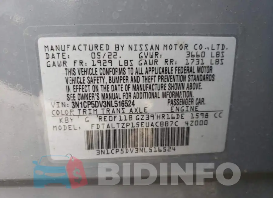 3N1CP5DV3NL516524 Photo# 12