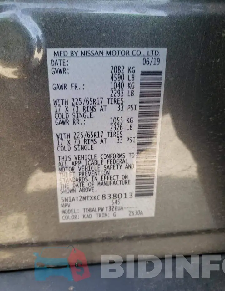 5N1AT2MTXKC838013 Photo# 13
