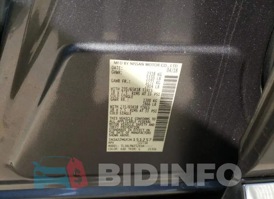 5N1AZ2MG4JN151257 Photo# 13