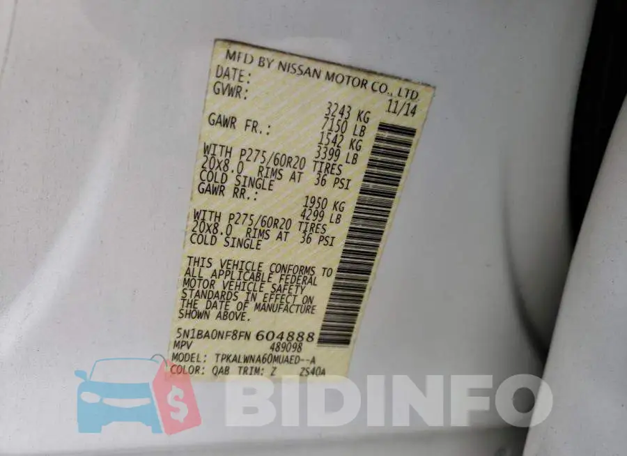 5N1BA0NF8FN604888 Photo# 13
